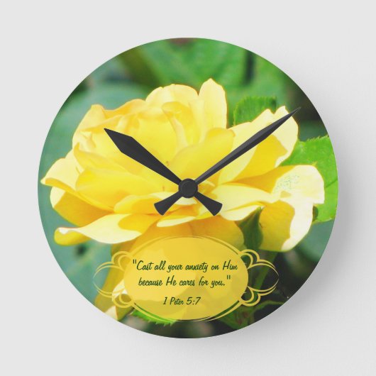 Tee Rose & Bible Verse Custom Clock Runde Wanduhr (Vorderseite)