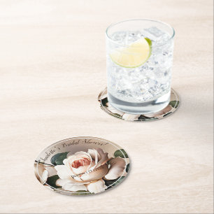 Tee-Rose-Brautparty Runder Pappuntersetzer