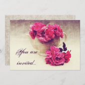 Tee-Rose in einem Teekanne - Tee-Party laden Einladung (Vorne/Hinten)