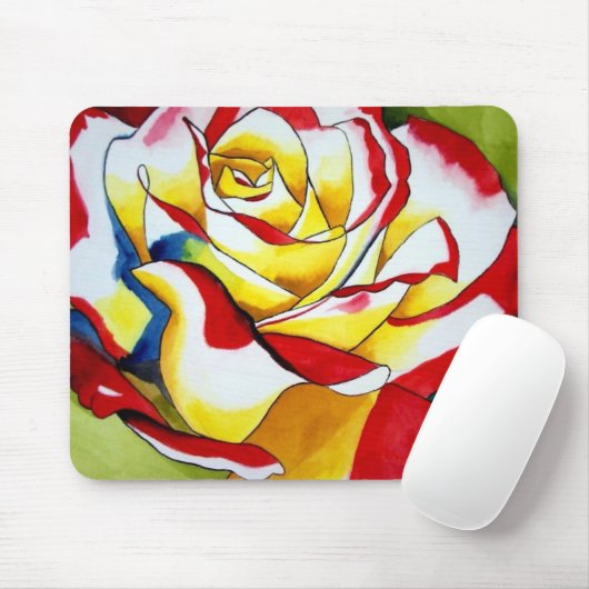 Tee Rose Originale Aquarellkunst Blume Mousepad (Mit Mouse)
