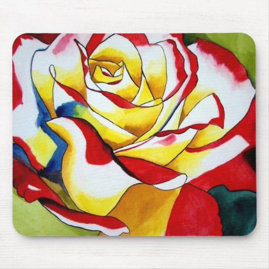 Tee Rose Originale Aquarellkunst Blume Mousepad (Vorne)