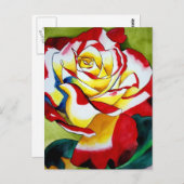 Tee Rose Originale Aquarellkunst Blume Postkarte (Vorne/Hinten)