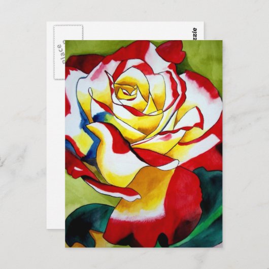 Tee Rose Originale Aquarellkunst Blume Postkarte (Vorne/Hinten)