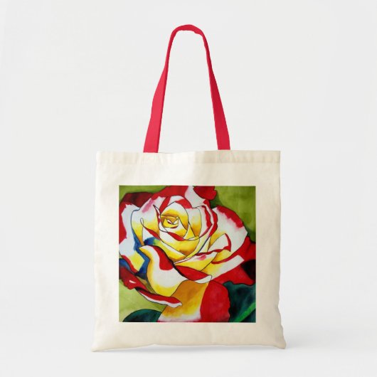 Tee Rose Originale Aquarellkunst Blume Tragetasche (Vorne)