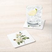 Tee-Rose (Rosa indica) von Redouté Rechteckiger Pappuntersetzer (Vor Ort)