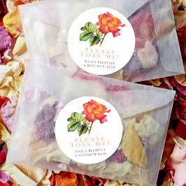 Tee Rose Rosa orange Blütenhochzeit Konfetti Toss Runder Aufkleber