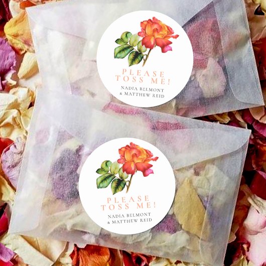 Tee Rose Rosa orange Blütenhochzeit Konfetti Toss Runder Aufkleber