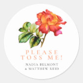 Tee Rose Rosa orange Blütenhochzeit Konfetti Toss Runder Aufkleber (Vorderseite)