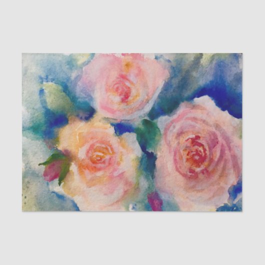 Tee-Rose Shabby Chic Aquarellfarben Rose Seidenpapier (Vorderseite)