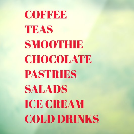 Tee-Salate Fenster Vinyls Transparent | Lebensmitt Fensteraufkleber (Blatt 3)