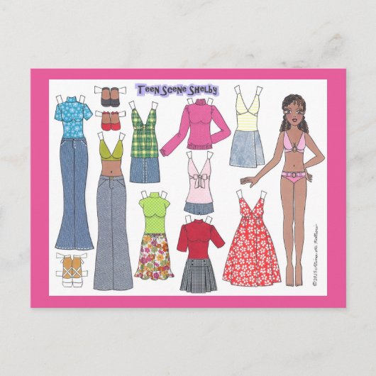 Tee Scene Shelby Paper Doll Postcard Postkarte (Vorderseite)
