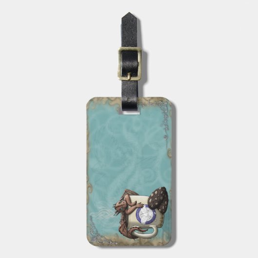 [Tee-Schalen-Drache-] Mokka Gepäckanhänger (Vorderseite vertikal)