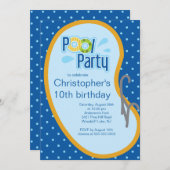 Tee-Schwimmbad Party Einladung Blau (Vorne/Hinten)