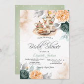 Tee Set Green Rose Brautparty Einladung (Vorne/Hinten)