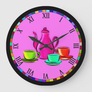 Tee-Set-Küchenuhr Große Wanduhr