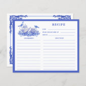Tee-Set Rezept-Karte Blau und Weiß (Vorne/Hinten)
