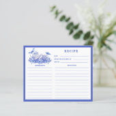 Tee-Set Rezept-Karte Blau und Weiß (Stehend Vorderseite)