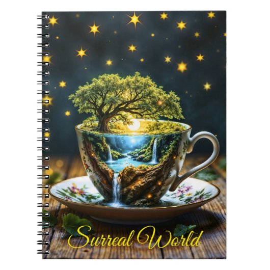 Tee-Set surreal Wasserfall Küche Dekoration Kunst Notizblock (Vorderseite)