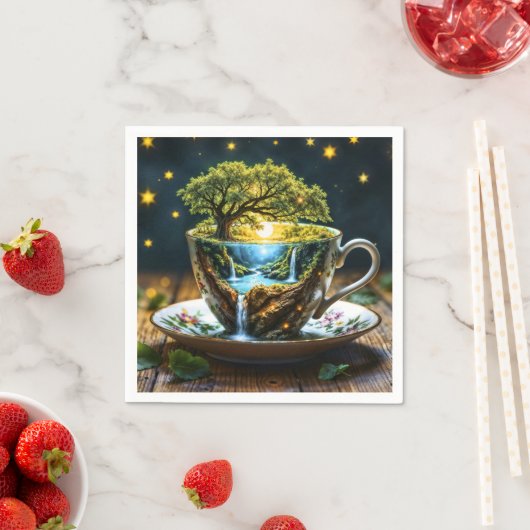 Tee-Set surreal Wasserfall Küche Dekoration Kunst Serviette (Beispiel)