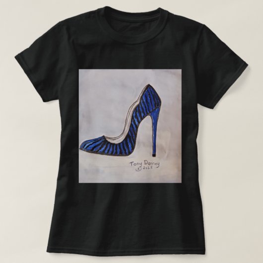 Tee Shirt sexy blaue High Heel Dame (Design vorne)