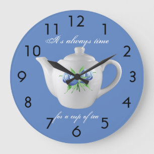 Tee-Stempeluhr (blau) Große Wanduhr