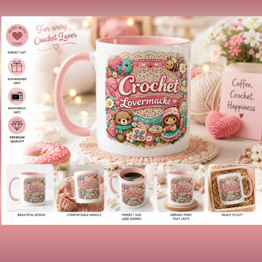 Tee-Süchtiger Süßer Häkelstil-Becher | Gemütlicher Tasse