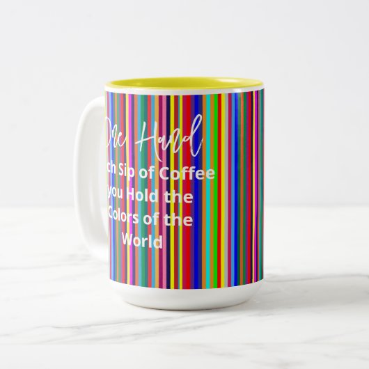 Tee-Tasse, Farben des Weltstreifens Zweifarbige Tasse (Vorderseite Links)