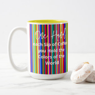 Tee-Tasse, Farben des Weltstreifens Zweifarbige Tasse