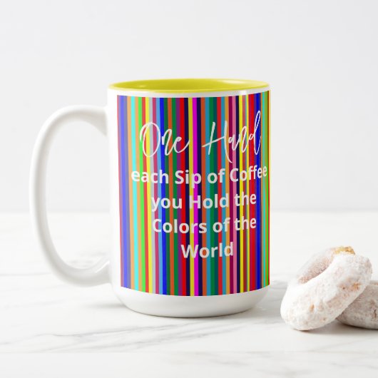 Tee-Tasse, Farben des Weltstreifens Zweifarbige Tasse (Mit Donut)