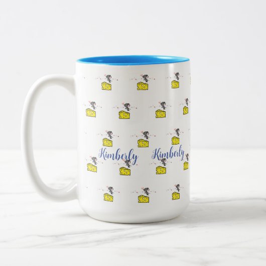 Tee-Tasse, Mouse Cheese Liebe Kisses Two-To Zweifarbige Tasse (Links)