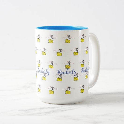 Tee-Tasse, Mouse Cheese Liebe Kisses Two-To Zweifarbige Tasse (VorderseiteRechts)