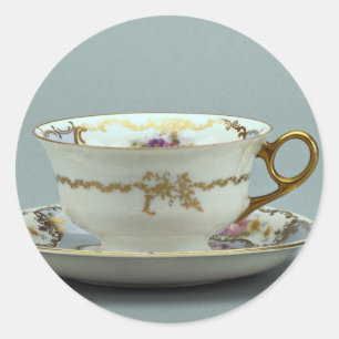 Tee-Tasse und Untertasse des 20. Jahrhunderts, Runder Aufkleber
