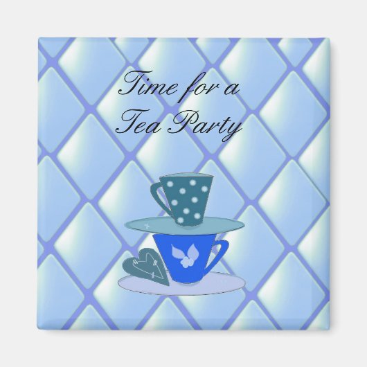 Tee-Tassen stapeln - Teeparty Magnet (Vorne)