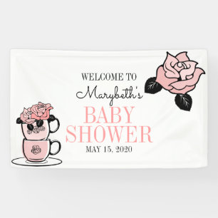 Tee Teacup & Blume Babydusche Begrüßungsbanner Banner