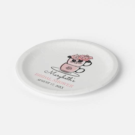 Tee Teacup Blume Brautparty Paper Teller (Schrägansicht)