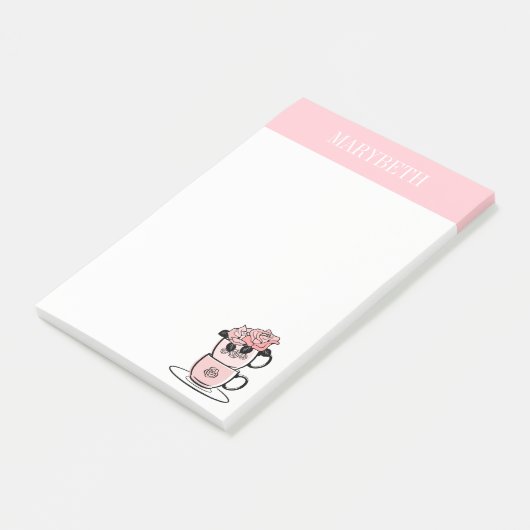 Tee-Teacup-Blume Personalisiert Post-it Klebezettel (angewinkelt)