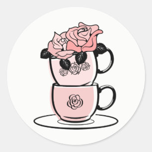 Tee Teacup Brautparty Gefälligkeitsaufkleber Runder Aufkleber