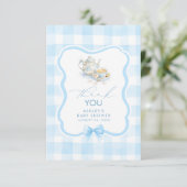 Tee-Thema Blau Gingham Süß Danke (Stehend Vorderseite)