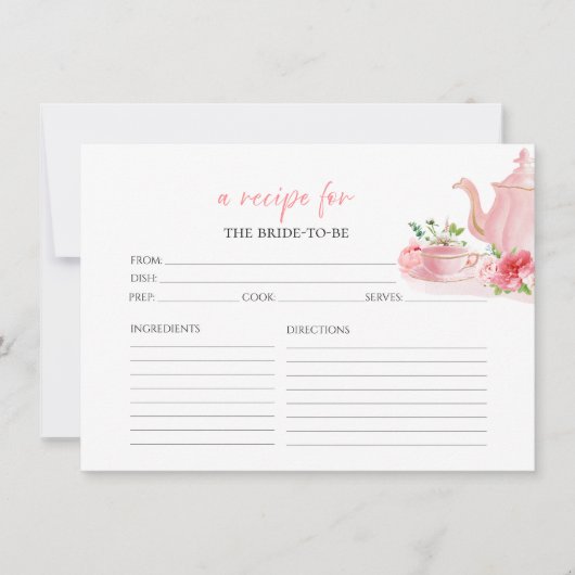 Tee Theme Blumenmuster Brautparty Rezept Karten (Vorderseite)