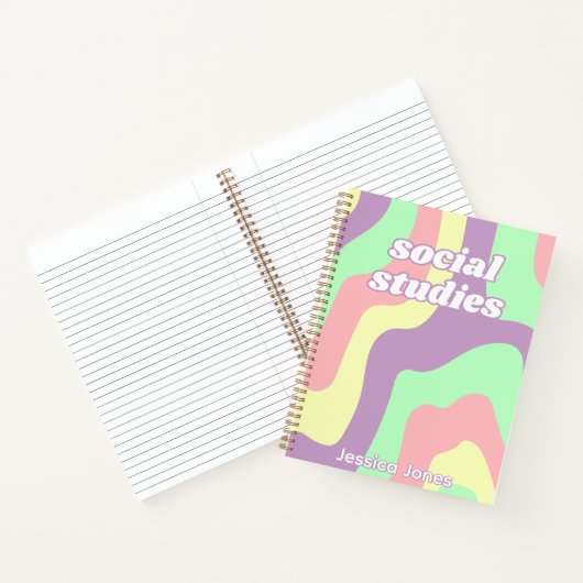 Tee-Tochter Retro Wavy Lines School Thema Notizblock (Innenseite)