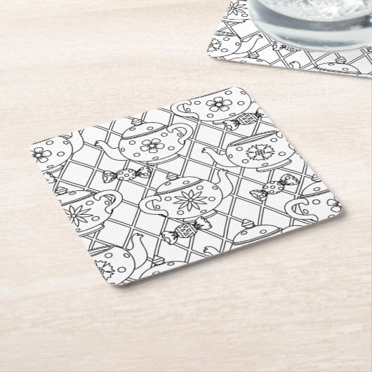 Tee-Topf-Gekritzel Rechteckiger Pappuntersetzer (angewinkelt)