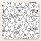 Tee-Topf-Gekritzel Rechteckiger Pappuntersetzer (Vorderseite)