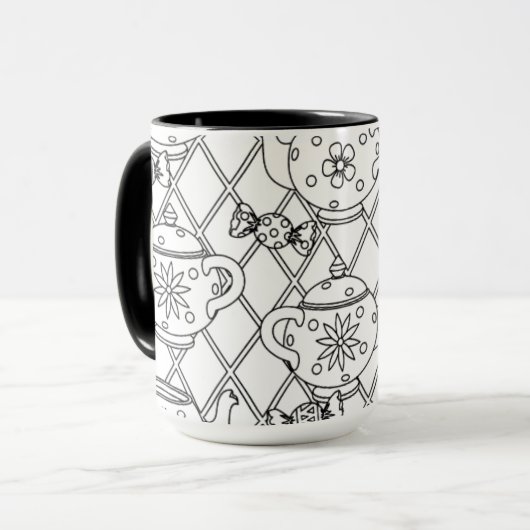 Tee-Topf-Gekritzel Tasse (Vorderseite Links)