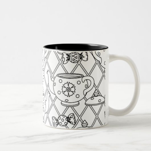 Tee-Topf-Gekritzel Zweifarbige Tasse (Rechts)