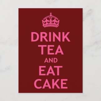 Tee trinken und Kuchen essen Postkarte
