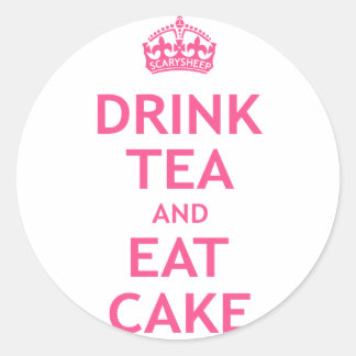 Tee trinken und Kuchen essen Runder Aufkleber