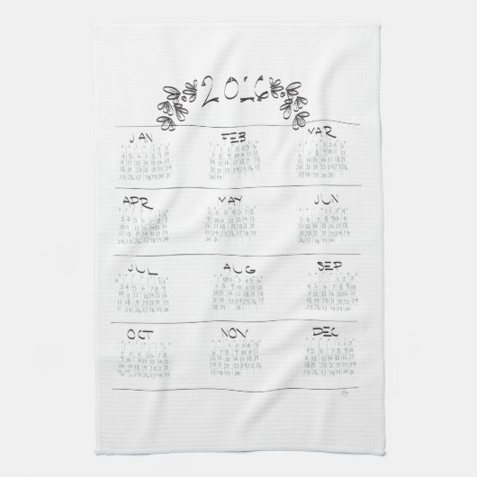 Tee-Tuch-Kalender 2016 Handtuch (Vertikal)