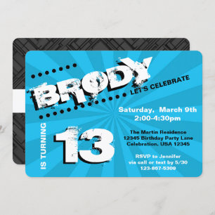 Tee/Tween Graffiti Wall Birthday Boy Party Einladung