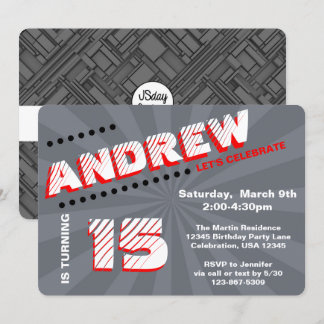 Tee/Tween Graffiti Wall Birthday Boy Party Einladung