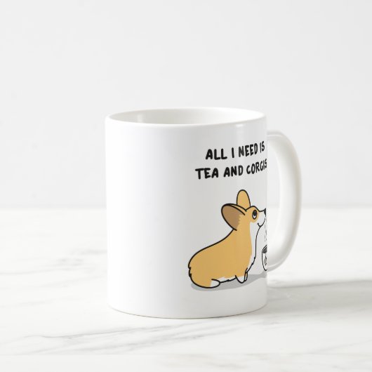 Tee u. Corgis [rotes Weiß] Kaffeetasse (VorderseiteRechts)